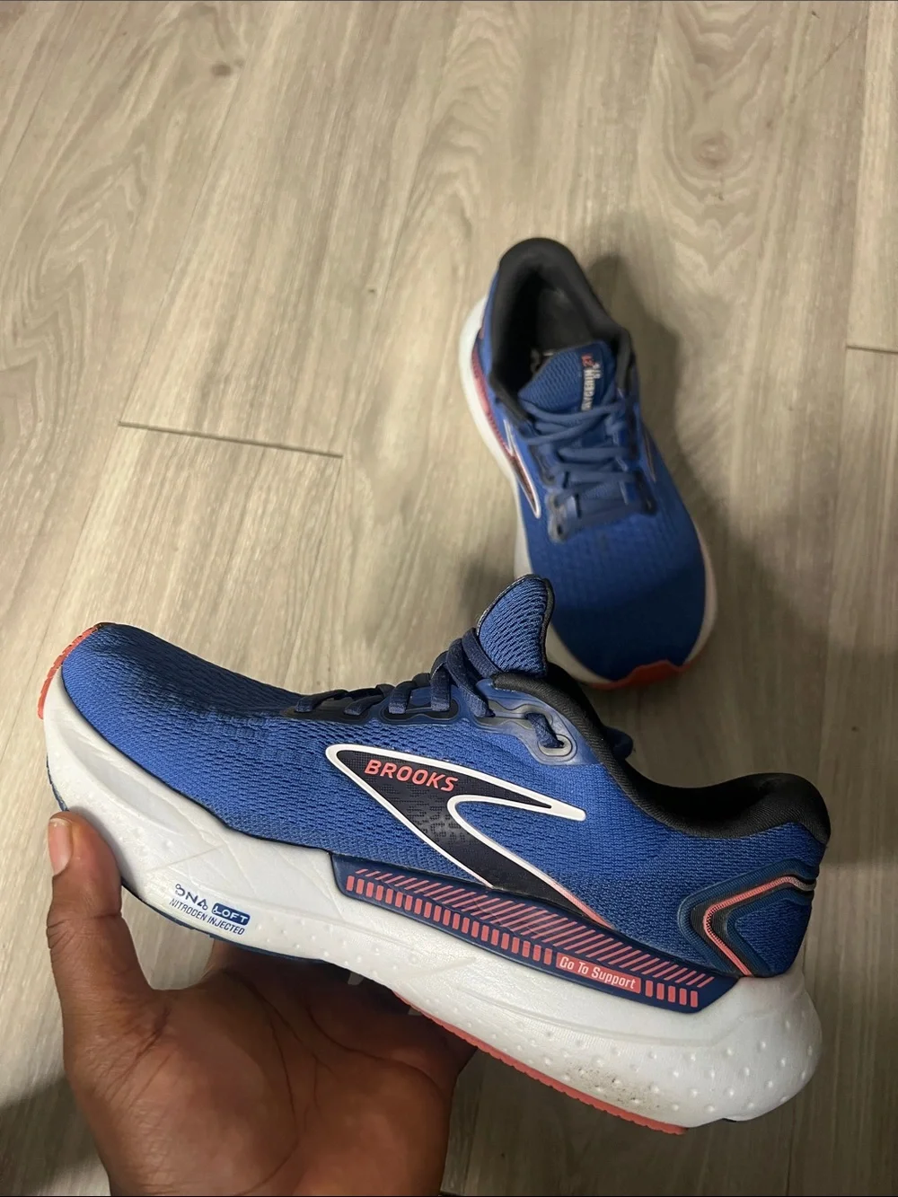 Brooks Women's Blue Running Shoes with Coral Accents